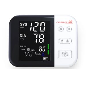 Rechargeable blood pressure monitor with large display and heart rate measurement