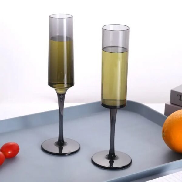 6pcs Elegant Smoky Champagne Flutes – Modern Sophistication